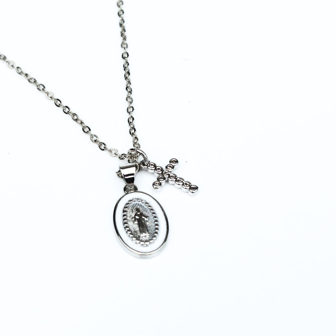 Necklace | Tiny Mary + Cross