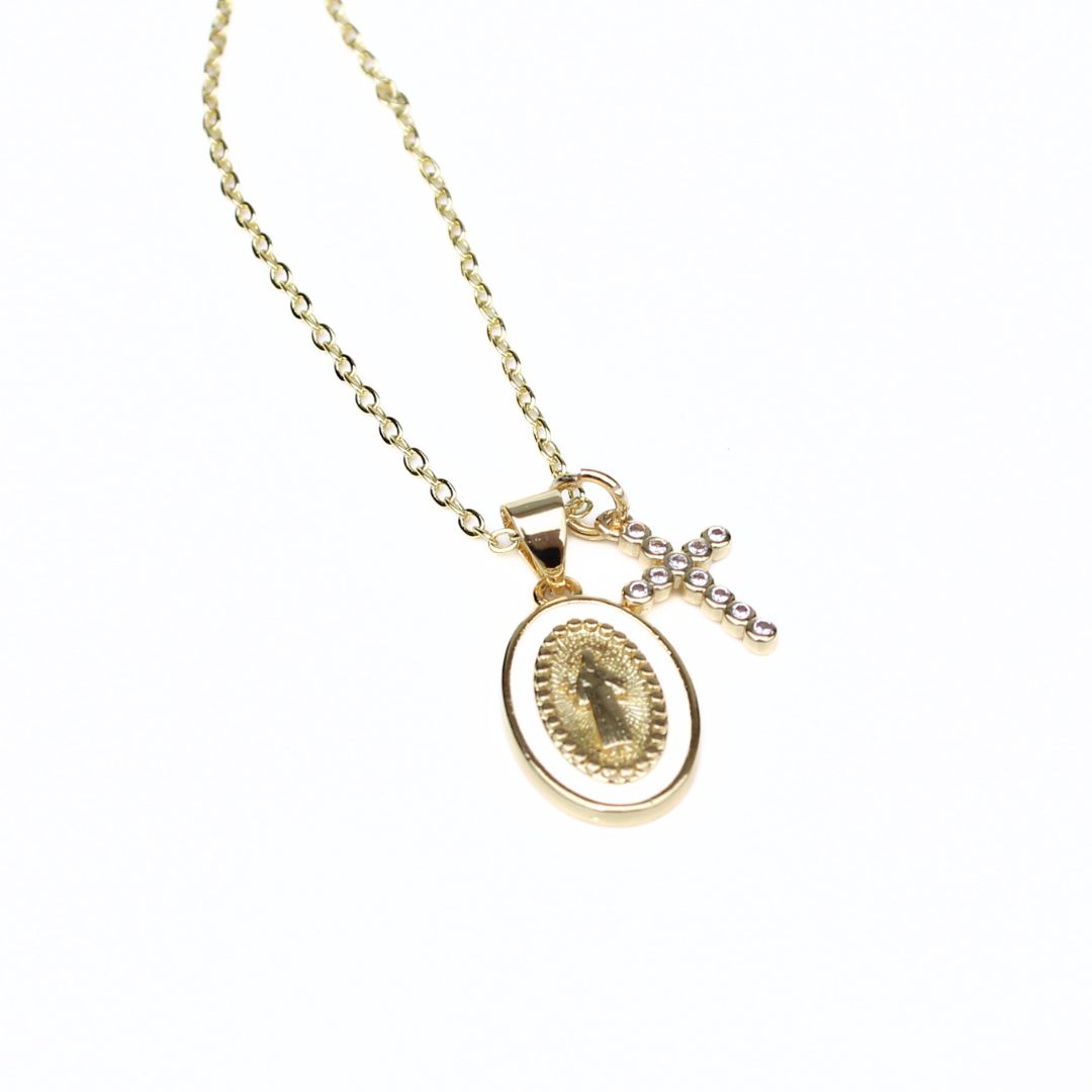 Necklace | Tiny Mary + Cross