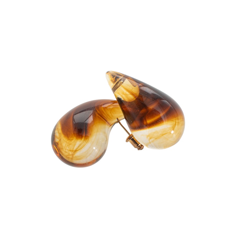 Pair of Queen of the Foxes resin tortoiseshell earrings on a white background